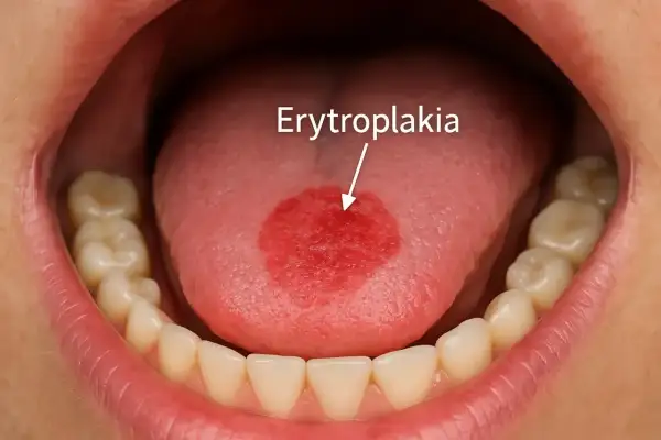 Czerwona plama na języku, oznaczona jako erytroplakia, wymaga uwagi.